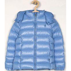 Polo Ralph Lauren - Kurtka puchowa dziecięca 128-176 cm. Niebieskie kurtki dziewczęce Polo Ralph Lauren, bez wzorów, z nylonu, krótkie, z kapturem. W wyprzedaży za 449,90 zł.