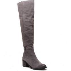Muszkieterki NESSI - 18452 Szary W2. Szare buty zimowe damskie Nessi, z materiału, przed kolano, na wysokim obcasie, na obcasie. Za 449,00 zł.