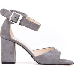 Sandałki na słupku - skóra naturalna - model 348 - kolor grafitowy. Szare sandały damskie Zapato, bez wzorów, ze skóry, bez obcasa, na słupku, bez zapięcia. Za 289,00 zł.