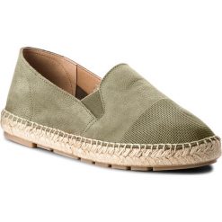 Espadryle EVA MINGE - Moraleja 3F 18MJ1372390ES 469. Zielone półbuty damskie Eva Minge, bez wzorów, ze skóry, bez obcasa, na płaskiej podeszwie. W wyprzedaży za 199,00 zł.