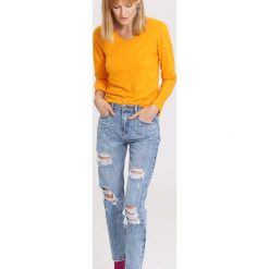 Pomarańczowa Bluzka Laxity. Pomarańczowe bluzki damskie marki other, xl, bez wzorów, klasyczne, z klasycznym kołnierzykiem, z długim rękawem. Za 24,99 zł.