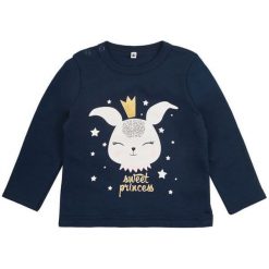 Garnamama Koszulka Dziewczęca Rabbit 80 Niebieski. Niebieskie bluzki dziewczęce marki Garnamama, z bawełny, z długim rękawem. W wyprzedaży za 24,00 zł.