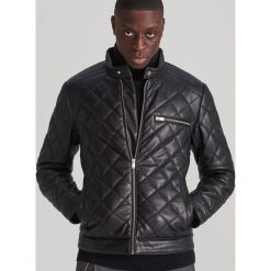 Pikowana kurtka biker - Czarny. Czarne kurtki męskie Reserved, xl, bez wzorów, bez kaptura. Za 279,99 zł.