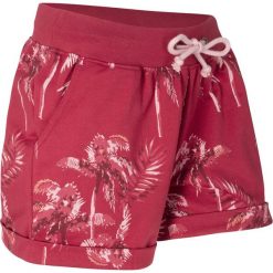 Szorty dresowe z nadrukiem bonprix pomarańczowo-czerwony melanż z nadrukiem. Czerwone spodnie damskie bonprix, z dresówki. Za 59,99 zł.
