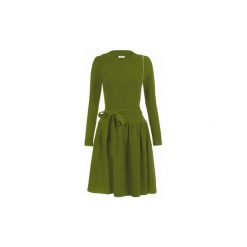 ROZKLOSZOWANA SUKIENKA Z KOKARDĄ W TALII. Czarne sukienki dziewczęce marki Bien fashion, w paski, z bawełny, z długim rękawem, długie, rozkloszowane. Za 149,00 zł.