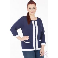 Swetry rozpinane damskie: Sweter z lamówką i guziczkami Plus