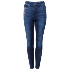 Desigual Legginsy Damskie Legging Nala Xl Ciemnoniebieskie. Niebieskie jeansy damskie Desigual, xl, z nadrukiem, z jeansu. W wyprzedaży za 175,00 zł.