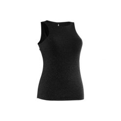 Top Gym & Pilates 560 damski. Czarne topy damskie DOMYOS, xs, bez wzorów, z elastanu, bez kołnierzyka. Za 79,99 zł.