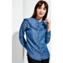 Koszula jeansowa z falbanami. Koszule damskie Moodo, s, z jeansu. Za 39,99 zł.