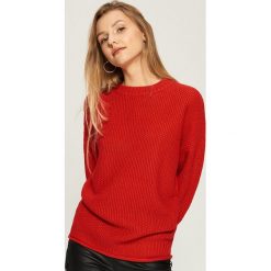 Swetry oversize damskie: Sweter oversize - Czerwony