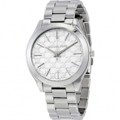 Zegarek kwarcowy "Slim Runway" w kolorze srebrnym. Szare, analogowe zegarki damskie marki Michael Kors, srebrne. W wyprzedaży za 454,95 zł.