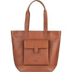 Shopper bag damskie: Skórzany shopper bag w kolorze szarobrązowym – 42 x 34 x 11 cm