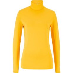 Shirt ze stretchem i golfem, długi rękaw bonprix żółty kanarkowy. Żółte koszulki damskie bonprix, bez wzorów, z golfem. Za 44,99 zł.