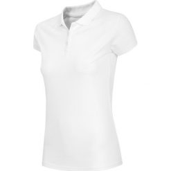 Koszulka polo damska TSD051 - biały. Białe koszulki damskie 4f, bez wzorów, z bawełny, bez rękawów. Za 59,99 zł.