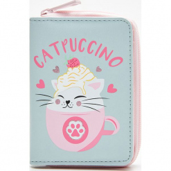 Portfel z nadrukiem Catpuccino - Niebieski. Niebieskie portfele damskie Cropp, z nadrukiem. Za 34,99 zł.