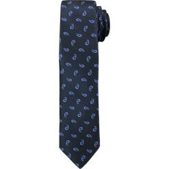 Ciemnogranatowy Elegancki Męski Krawat -ALTIES- Błękitny Wzór Paisley KRALTS0213. Niebieskie krawaty męskie Alties, bez wzorów, z tkaniny, eleganckie. Za 40,00 zł.