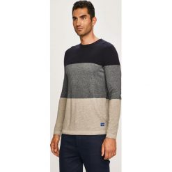 Jack & Jones - Sweter. Niebieskie swetry męskie Jack & Jones, s, bez wzorów, z bawełny, z okrągłym kołnierzem, bez kaptura. W wyprzedaży za 99,90 zł.