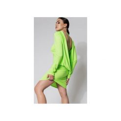 SUKIENKA MINI OPEN BACK NEON. Zielone sukienki damskie Rest_factory, s, bez wzorów, z elastanu, z dekoltem na plecach, bez rękawów, mini. Za 269,00 zł.