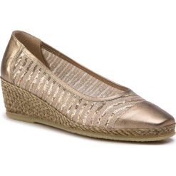 Espadryle SPIFFY - E-61465-80 Bronce 006. Żółte espadryle damskie Spiffy, bez wzorów, ze skóry, bez obcasa, na koturnie. W wyprzedaży za 239,00 zł.