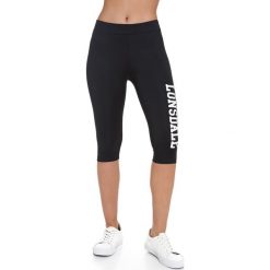 Legginsy w kolorze czarnym. Czarne legginsy damskie marki Lonsdale, s, z nadrukiem, z materiału. W wyprzedaży za 79,95 zł.