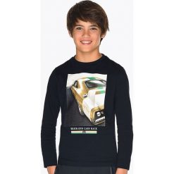Mayoral - Longsleeve dziecięcy 128-172 cm. Niebieskie t-shirty chłopięce Mayoral, z nadrukiem, z bawełny, z długim rękawem. W wyprzedaży za 49,90 zł.