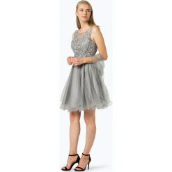 Luxuar Fashion - Damska sukienka wieczorowa z etolą, szary. Szare sukienki damskie marki Luxuar Fashion, w koronkowe wzory, z koronki, glamour, bez kołnierzyka, bez rękawów. Za 899,95 zł.
