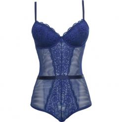 Body bonprix kobaltowy. Niebieskie body damskie bonprix, w paski, z koronki. Za 59,99 zł.