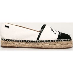 Karl Lagerfeld - Espadryle. Białe espadryle damskie KARL LAGERFELD, bez wzorów, ze skóry, bez obcasa, na obcasie. Za 559,90 zł.