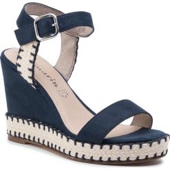 Espadryle TAMARIS - 1-28343-22 Navy 805. Niebieskie espadryle damskie Tamaris, bez wzorów, ze skóry, bez obcasa, na obcasie. W wyprzedaży za 169,00 zł.