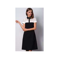 Sukienki: Elegancka wizytowa czarna sukienka z kołnierzykiem POLO II