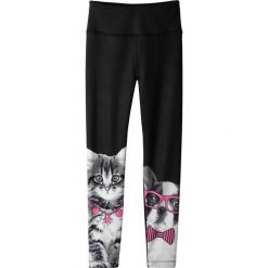 Legginsy z fotodrukiem bonprix czarno-różowy. Czarne spodnie dziewczęce bonprix, z aplikacjami. Za 44,99 zł.