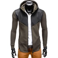 Bluzy męskie: BLUZA MĘSKA ROZPINANA Z KAPTUREM B767- KHAKI