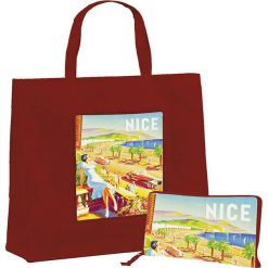 Torebki klasyczne damskie: Torba "Nice" w kolorze czerwonym na zakupy - 46 x 40 x 19 cm