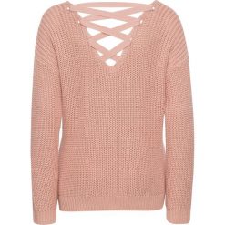 Sweter ze sznurowaniem z tyłu bonprix stary jasnoróżowy. Czarne swetry klasyczne damskie marki bonprix, z dzianiny, ze sznurowanym dekoltem. Za 89,99 zł.