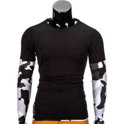 T-shirty męskie: LONGSLEEVE MĘSKI BEZ NADRUKU L65 – CZARNY/BIAŁY