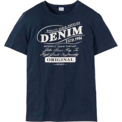 T-shirt z nadrukiem Regular Fit bonprix ciemnoniebieski. Niebieskie koszulki męskie bonprix, s, z nadrukiem, bez kołnierzyka, bez rękawów. Za 34,99 zł.