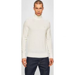 Calvin Klein - Sweter. Białe swetry męskie Calvin Klein, xl, z aplikacjami, z wełny, z golfem, bez kaptura. W wyprzedaży za 359,90 zł.