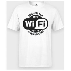 Koszulka męska WiFi łączy się automatycznie. Koszulki męskie MegaKoszulki, m, bez wzorów, z bawełny, z podwójnym kołnierzykiem, bez rękawów. Za 49,90 zł.