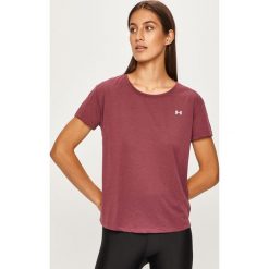 Under Armour - T-shirt. Różowe topy damskie Under Armour, s, bez wzorów, z elastanu, z okrągłym kołnierzem. W wyprzedaży za 99,90 zł.