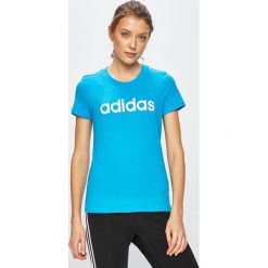 Adidas Performance - Top. Niebieskie topy damskie marki adidas Performance, s, z nadrukiem, z bawełny, z okrągłym kołnierzem. Za 79,90 zł.