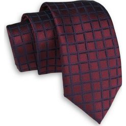 Bordowy Elegancki Męski Krawat -ALTIES- 6 cm, Klasyczny, w Granatową Kratkę KRALTS0387. Niebieskie krawaty męskie Alties, w kratkę, z tkaniny, eleganckie. Za 40,00 zł.