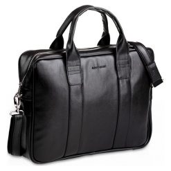 Torba męska na ramię na laptop casual BRODRENE B01 czarna - Czarny. Czarne torby męskie skórzane Brødrene, casualowe. Za 189,99 zł.