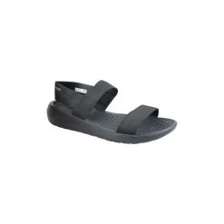 Sandały sportowe Crocs LiteRide Sandal 205106-060. Szare klapki damskie Crocs, bez wzorów, sportowe, bez obcasa, bez zapięcia. Za 179,99 zł.