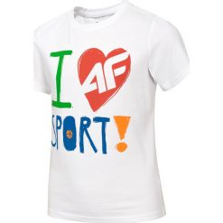T-shirt dziecięcy (122-164) JTSM501 - biały. Białe t-shirty chłopięce 4f, bez wzorów, z bawełny, bez rękawów. Za 49,99 zł.