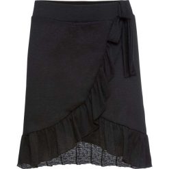 Spódnica shirtowa z założeniem kopertowym bonprix czarny. Czarne spódniczki damskie bonprix, bez wzorów, kopertowe. Za 49,99 zł.