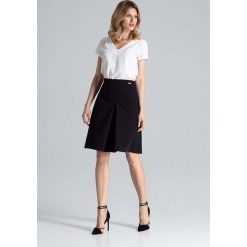 Czarna Midi Spódnica w Kształcie Litery A z Kontrafałdą. Czarne spódniczki damskie Molly.pl, xl, bez wzorów, eleganckie, midi, trapezowe. Za 189,90 zł.