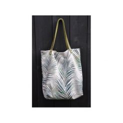 Torba tote XXL - print liście palmy. Torebki klasyczne damskie Pracownia 166, bez wzorów, ze skóry, na ramię, duże, bez dodatków. Za 148,57 zł.
