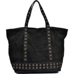 Shopper bag damskie: Skórzana torebka w kolorze czarnym – (S)33 x (W)50 x (G)18 cm