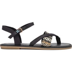 TOMS Sandały Czarny. Czarne sandały damskie Toms, w paski, z materiału, bez obcasa, z paskami. Za 300,95 zł.