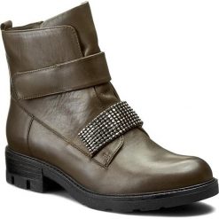 Botki CARINII - B3604 I45-000-PSK-B81. Zielone botki damskie na obcasie marki Carinii, z materiału. W wyprzedaży za 229,00 zł.
